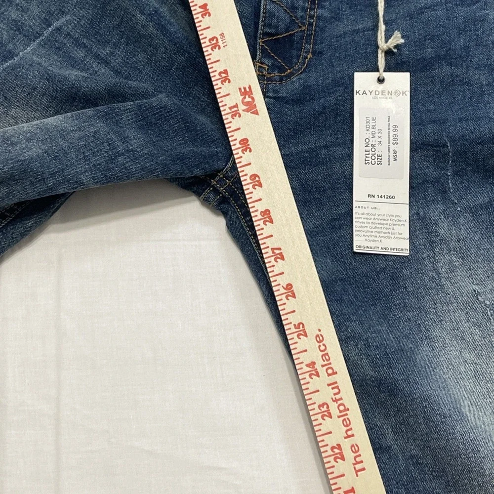 Kayden K Los Angeles Jeans‎ Tapered Ripped Faded 34x30